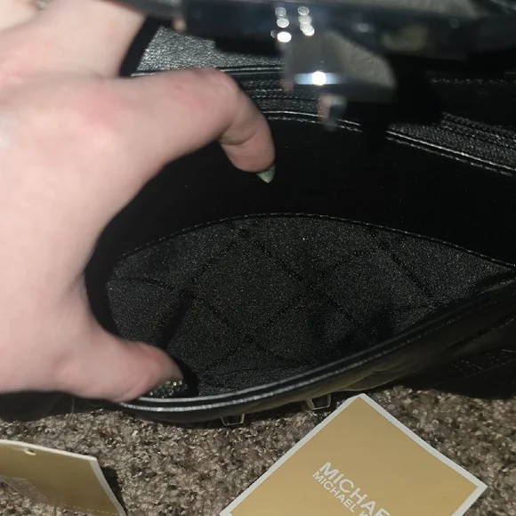 MICHAEL Michael Kors Black Quilted MK Shoulder/Crossbody Flap Bag (NWT)🩶🖤🩶 - Picture 9 of 15